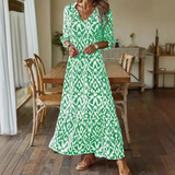 Kestrel - bedrucktes langes Maxikleid für Damen – Grün