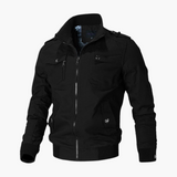 Herren Bomberjacke mit Reißverschluss und geripptem Saum – Schwarz