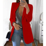 Damen-Blazer mit Langarmkonstruktion | sachliche Linienstruktur – Rot