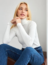 Klassischer Rollkragenpullover für Damen | Lässig – Weiß