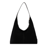 Damenhandtasche aus veganem Wildleder mit Reißverschluss – Schwarz