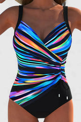 Sorynelle | Eleganter Badeanzug – Gestreift Schwarz