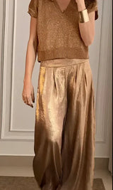 Lilibet - Elegantes Oberteil und Hose – Gold - Gold