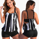 Tankini-Set für Damen - mit Bauchweg-Effekt und verstellbaren Trägern – Schwarz