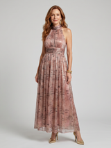 Imogen | Ärmelloses Midi-Kleid mit strukturiertem Finish – Pink
