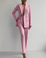 Mariza – Blazer und Bundfaltenhose-Set – Rosa