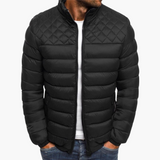 Herren Bomberjacke mit Reißverschluss und gestepptem Design – Schwarz