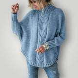 Damen Strickpullover | Lässiger Rollkragenpullover für Wintertage – Blau