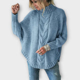 Talia | Strickpullover mit Zopfmuster – Blau