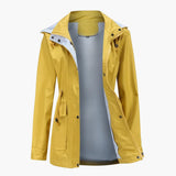 Langer Trenchcoat mit Kapuze für Damen – Gelb