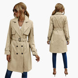 Knee-Length Trenchcoat für Damen – Khaki