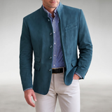 Cannes | Herren Elegante Strukturierte Jacke – Strukturierter Blazer Herren – Petrolblau