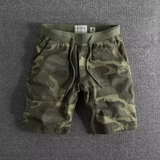 Dax | Herren Camo-Shorts Elastikbund Kurze Hose Sommer – Militärgrün