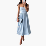 Geblümtes A-Linien Midikleid für Damen – Elegantes Sommerkleid – Hellblau