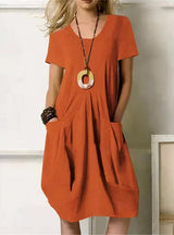 Kwani | Lässiges Fließendes Kleid – Orange