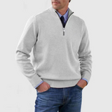 Pullover Herren Half Zip Modern | Warm Komfort Freizeit – Weiß