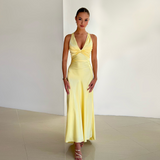 Damen Ärmellose Maxi Gelbe Kleid – Gelb