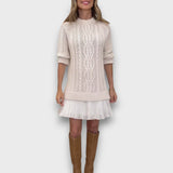 Valentina – Strickkleid mit Tüllsaum – Apricot