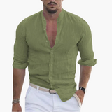 Sommerhemd für Herren - Leicht, Luftig & Stehkragen Casual – Grün