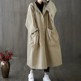 Trenchcoat Damen | Oversize Mit Taschen Und Kapuze – Khaki
