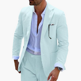 Herren Sommeranzug zweiteilig mit Nadelstreifen und Slim Fit – Grün