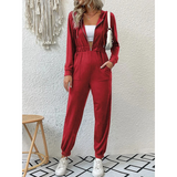 Ladies Luxury Retro Jumpsuit Trainingsanzug & Jogginganzug | Perfekt für jeden Tag tragen – Rot