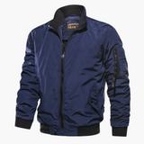 Herren Bomberjacke mit Stehkragen und Frontreißverschluss – Blau