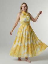 Sylin | Gathered Halter Midi Kleid – Gelb