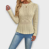 Rania | Eleganter Strickpullover mit Schößchendetail – Beige