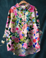 Stylisches Damenbluse mit Blumendruck – Rosa