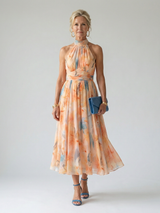 Elin | Weiches Halter Midi-Kleid – Mehrfarbig