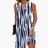 Gestreiftes Minikleid - Ärmelloses Damenkleid für den Sommer – Blau