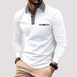 Aidan - Stilvolles Langarm-Poloshirt für Herren – Weiß