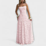 Emberly - Elegantes Jacquard-Maxikleid für besondere Anlässe – Rosa