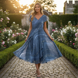 Eliana - Stilvolles Kleid mit V-Ausschnitt – Blau