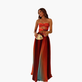 Buntes Cut-Out Maxikleid für Damen - Bandeau & Farbverlauf – Mehrfarbig