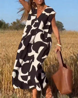 Goldie – Maxikleid mit abstraktem Print – Schwarz