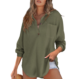 KATHRYN™ – Luftige V-Ausschnitt Knopf-Bluse – Grün