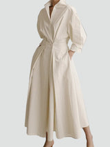 Priyanka – Elegantes Maxikleid Mit Langen Ärmeln – Beige