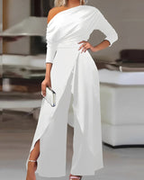 Carla - Stilvoller, locker sitzender Jumpsuit für Damen – Weiß
