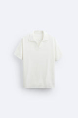 Klassisches Strick-Poloshirt in Weiß – Weiß