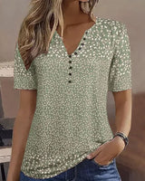 Severine – Bezaubernde Bluse mit Blumenmuster und V-Ausschnitt – Hellgrün