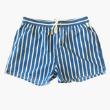 Gestreifte Herren-Badeshorts - mit Tunnelzug und Seitentaschen – Blau