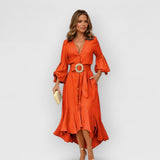 Claire | Sommerkleid mit Puffärmeln – Orange