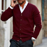 Strickjacke Mit Knöpfen Für Herren | Casual Cardigan Stil – Rot