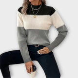 Jasmin | Moderner Pullover mit Farbblock-Design – Grau