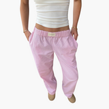 Damen Loungehose mit elastischem Bund und weitem Bein – Rosa