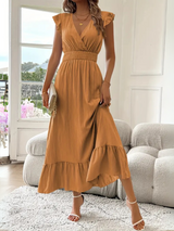 Nicole | Elegantes Kleid mit V-Ausschnitt – Beige