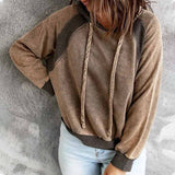 Lässiges sweatshirt mit kapuze und langen armeln – Braun