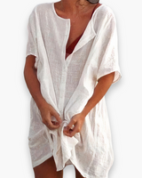 Damen Leichtes Strandkleid | Entspannt – Weiß